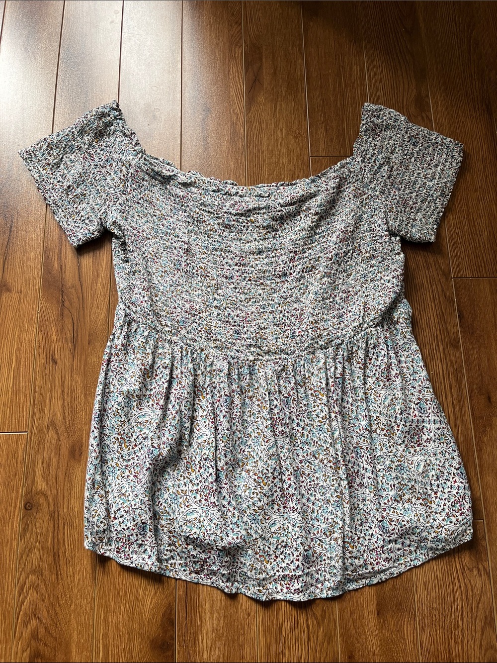 Old Navy Smocked Off-Shoulder Floral Top - White Multi